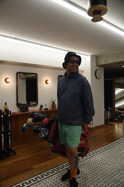 Water-repellent nylon halfzip jacket