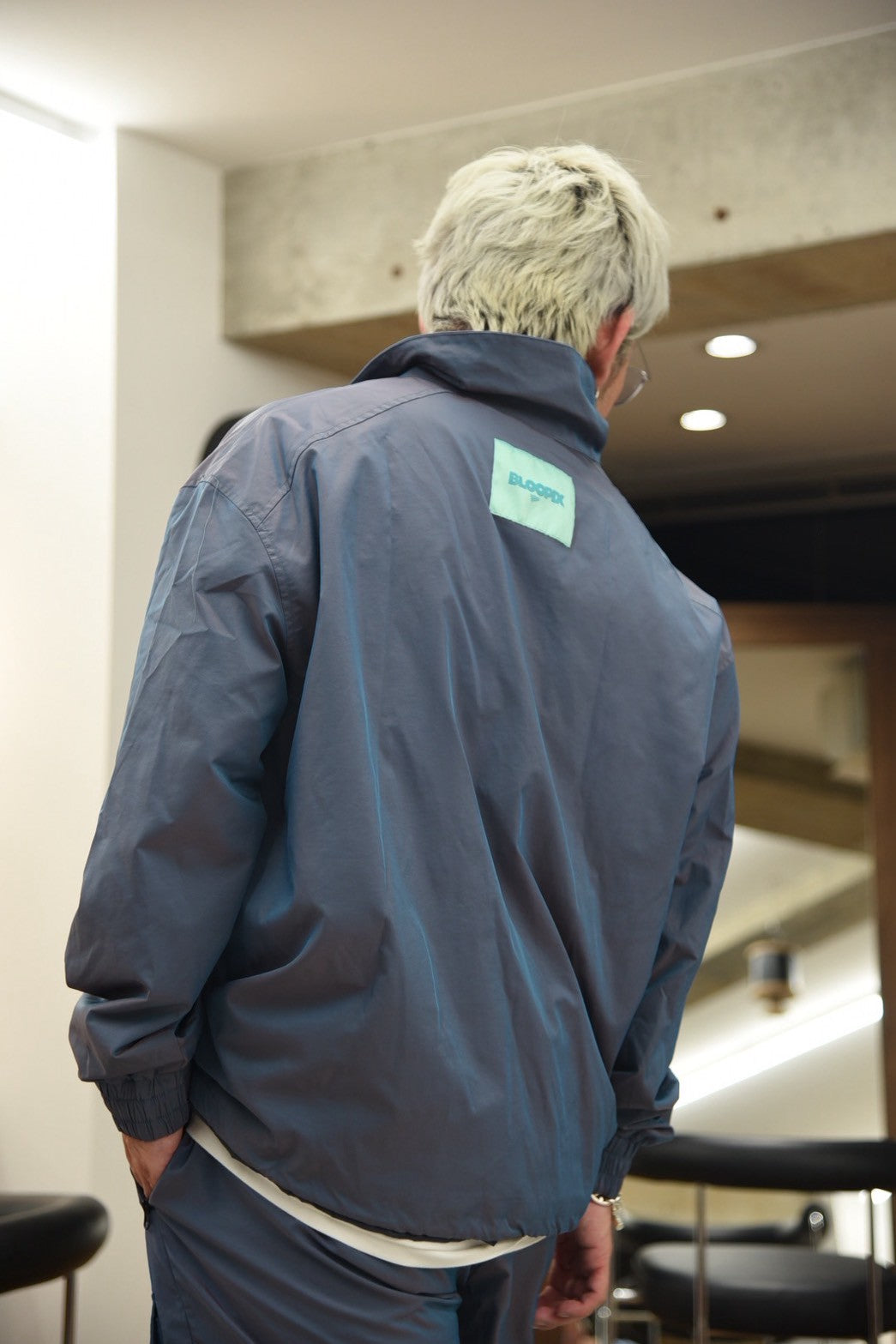 Water-repellent nylon halfzip jacket
