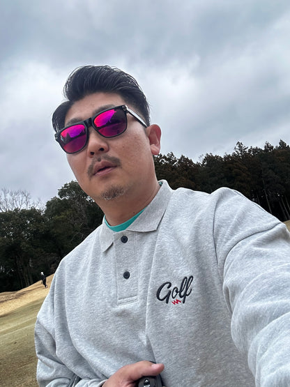 GOLF LOGO DAD SILHOUETTE L/S POLO - ASH