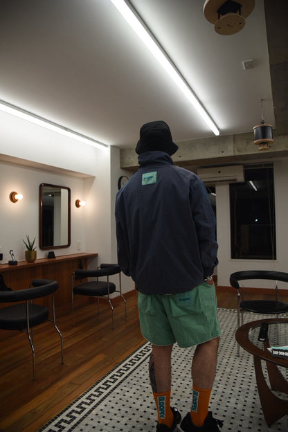 Water-repellent nylon halfzip jacket