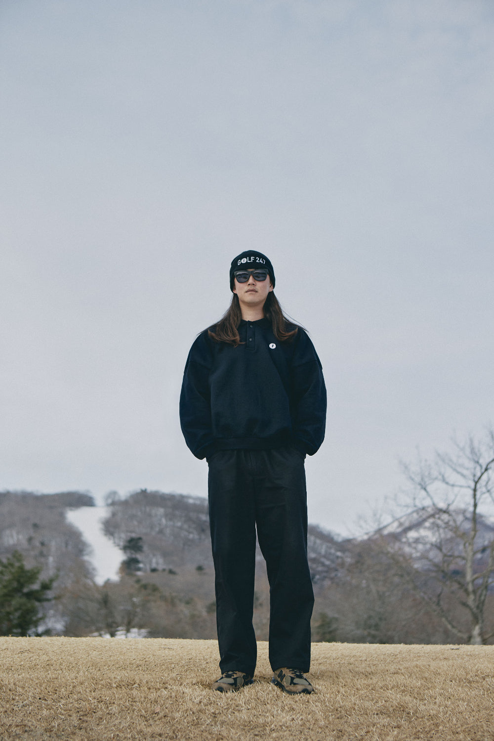 DAD SILHOUETTE L/S POLO - BLACK