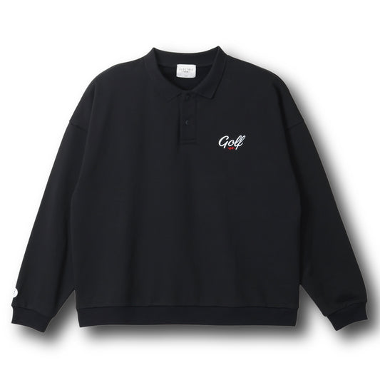 GOLF LOGO DAD SILHOUETTE L/S POLO - BLACK