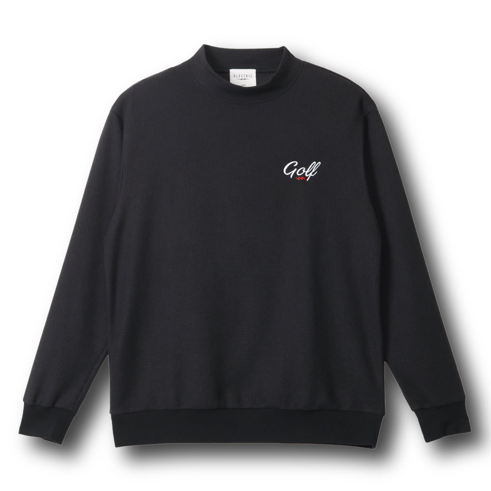 ONE POINT GOLF LOGO MOCK NECK SWEAT - BLACK