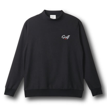 ONE POINT GOLF LOGO MOCK NECK SWEAT - BLACK