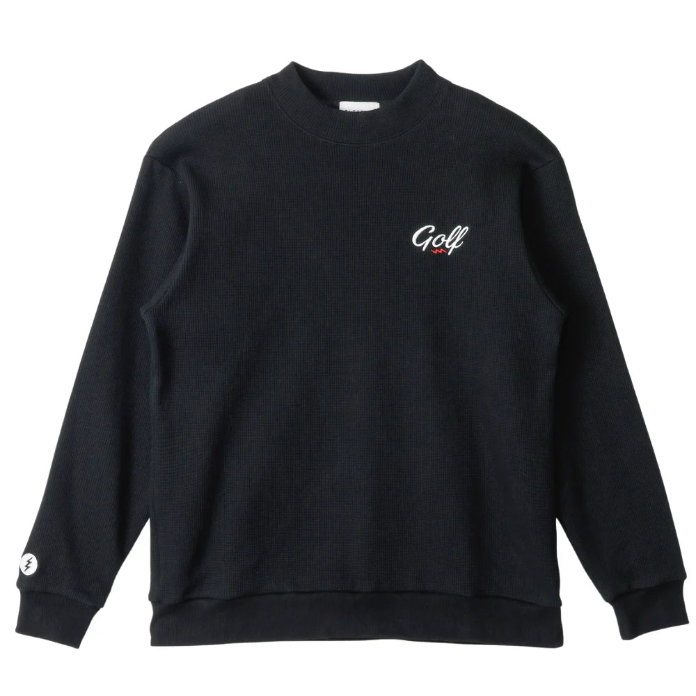 HEAVY WEIGHT GOLF LOGO MOCK NECK THERMAL - BLACK