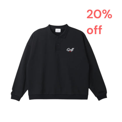 GOLF LOGO DAD SILHOUETTE L/S POLO - BLACK