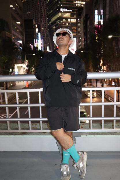 Water-repellent nylon halfzip jacket